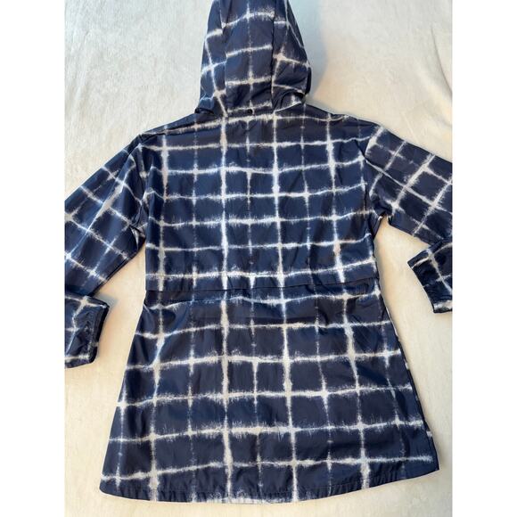 Columbia Girls Lightweight Rain Jacket Navy Blue White Print Windbreaker Coat L - Picture 8 of 8